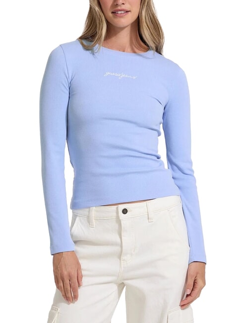 GUESS JEANS EMBRO Camiseta de canalé de manga larga azul fresco y zen - camiseta