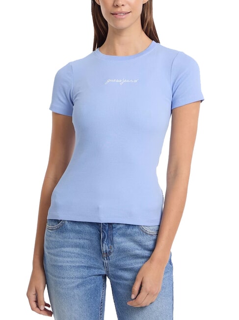 GUESS JEANS EMBRO SLIM Camiseta de manga corta acanalada azul fresco y zen - camiseta