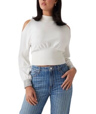 GUESS BLING Suéter de cuello alto con puños recortados con pedrería - Suéteres de mujer