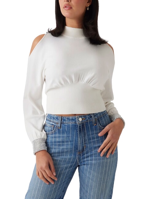 GUESS BLING Suéter de cuello alto con puños recortados con pedrería dovwhi - Suéteres de mujer