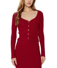 GUESS KATELYN Cárdigan de canalé con botones joya sirena roja - Suéteres de mujer - 1