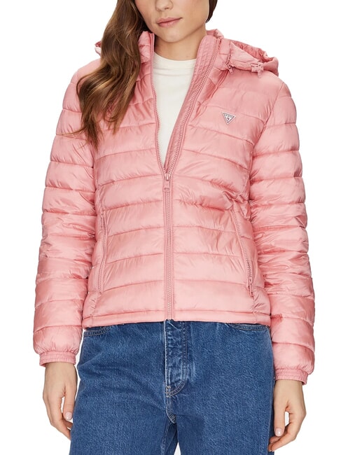 GUESS JEANS PACKABLE Chaqueta ligera de plumas con capucha ligero rosa - Chaquetas de plumas de mujer
