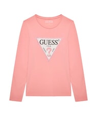 GUESS KIDS Camiseta de manga larga con pedrer&iacute;a dulce rosa - Camiseta ni&ntilde;o - 1
