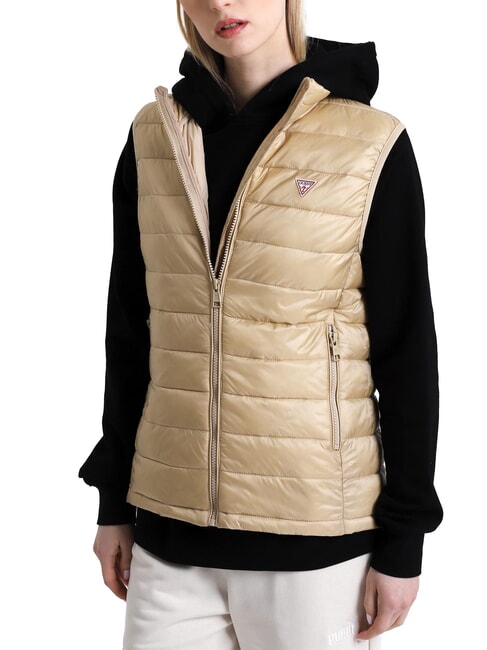 GUESS JEANS PUFFER Chaqueta de plumas sin mangas bronceado de safari - Chaleco de mujer