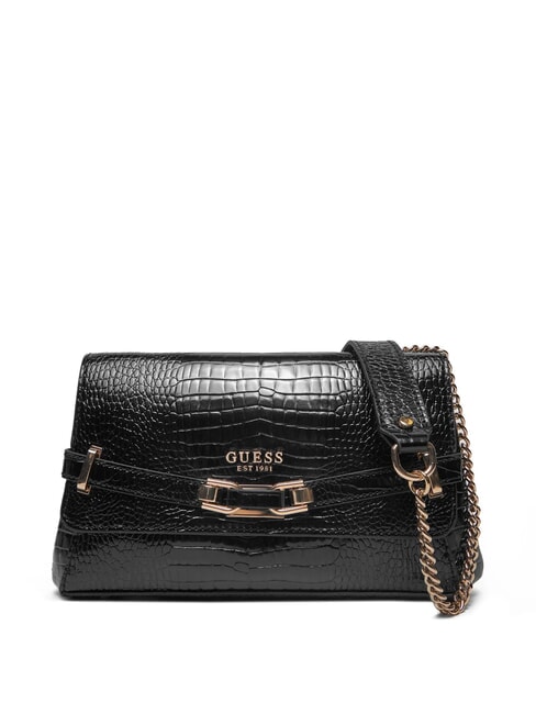GUESS SILVYE Bolso convertible con estampado de cocodrilo NEGRO - Bolsos Mujer