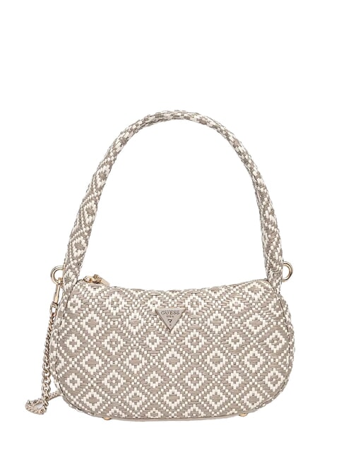 GUESS RIANEE Mini bolso hobo tejido gris pardo - Bolsos Mujer