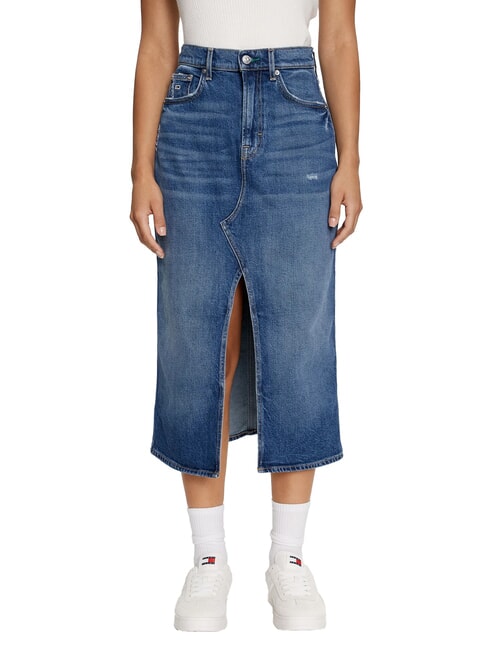 TOMMY HILFIGER TH JEANS Falda larga de mezclilla mezclilla media - Faldas de mujer