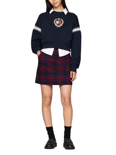 TOMMY HILFIGER TH JEANS falda de tartán cuadros rojos de invierno - Faldas de mujer