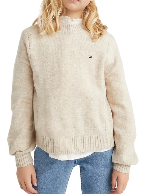 TOMMY HILFIGER TH KIDS Suéter de lana con cuello redondo merino jaspeado - Suéteres para niños