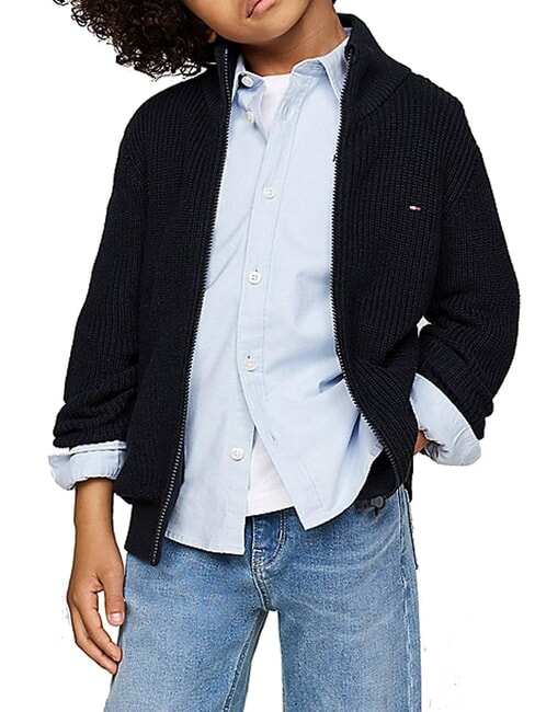 TOMMY HILFIGER TH KIDS Suéter con cremallera completa cielo del desierto - Suéteres para niños