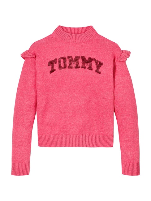 TOMMY HILFIGER TH KIDS Suéter de cuello redondo rosa herencia - Suéteres para niños