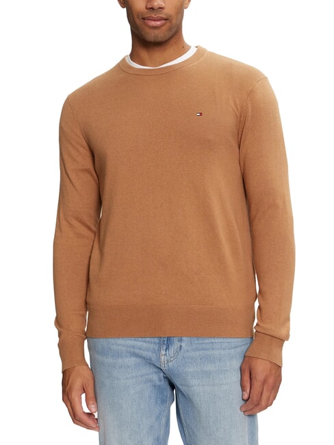 TOMMY HILFIGER PIMA Jersey de mezcla de cachemir con cuello redondo lienzo de safari - Suéteres de los hombres
