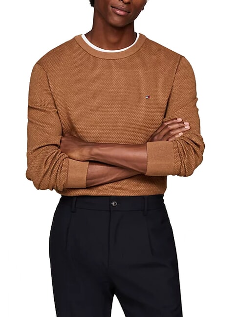 TOMMY HILFIGER TH  Suéter de cuello redondo caqui de las tierras altas/multicolor - Suéteres de los hombres