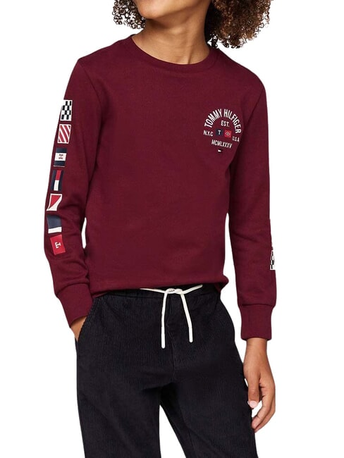 TOMMY HILFIGER TH KIDS Camiseta de algodón de manga larga rojo intenso - Camiseta niño