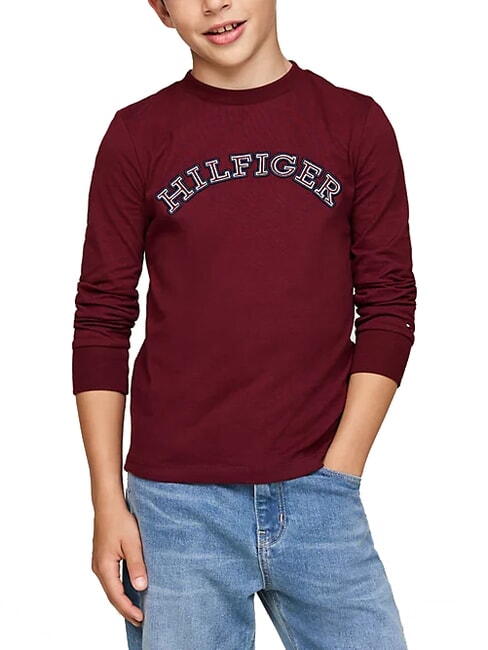 TOMMY HILFIGER TH KIDS Camiseta de algodón de manga larga rojo intenso - Camiseta niño