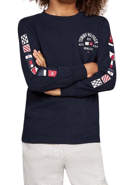 TOMMY HILFIGER TH KIDS Camiseta de algodón de manga larga cielo del desierto - Camiseta niño