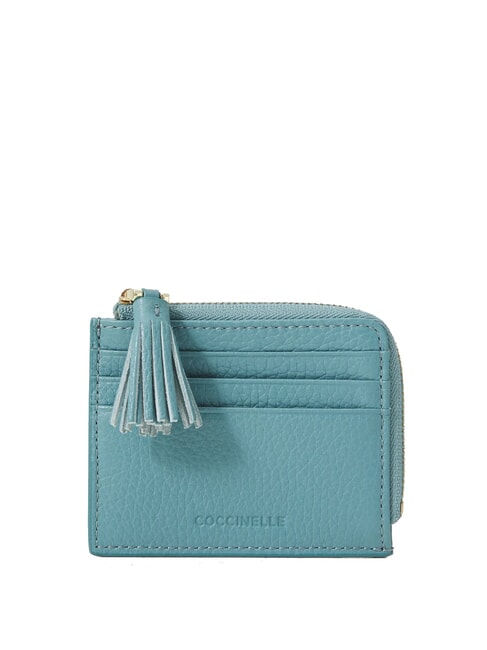 COCCINELLE TASSEL Tarjetero con cremallera en piel martillada azul ártico - Carteras Mujer
