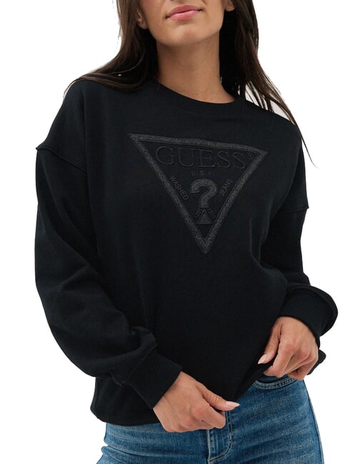 GUESS TRIANGLE GLITTER  Sudadera de algodón jetbla - Sudaderas de mujer