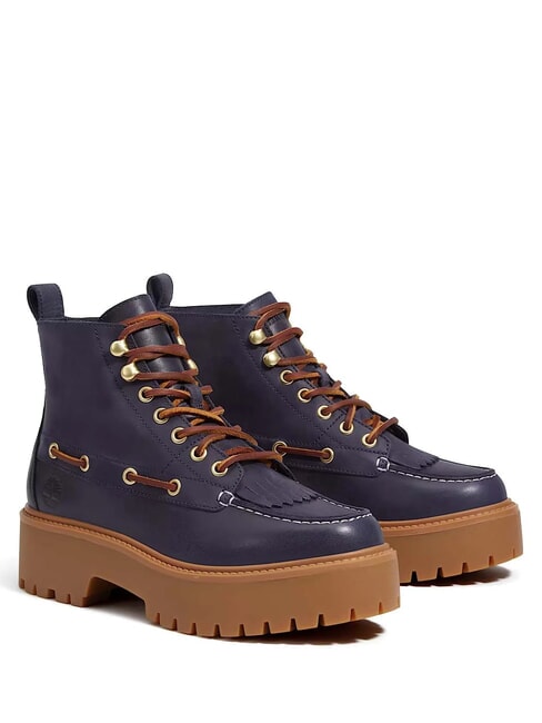 TIMBERLAND STONE STREET  Botines de piel con cuña grano completo azul oscuro - Zapatos Mujer