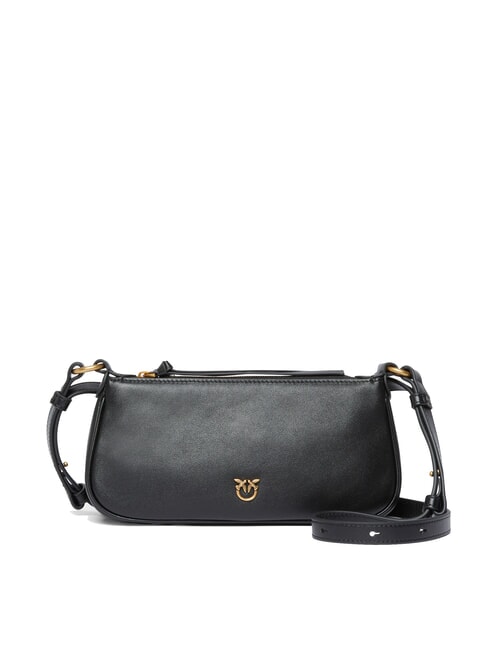 PINKO HALF MOON Bolso bandolera pequeño de piel negro-oro antiguo - Bolsos Mujer