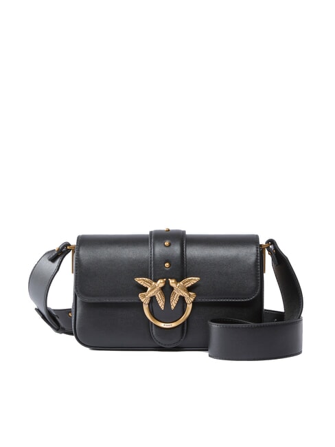 PINKO LOVE ONE SLOUCHY Mini bolso de hombro de piel negro-oro antiguo - Bolsos Mujer