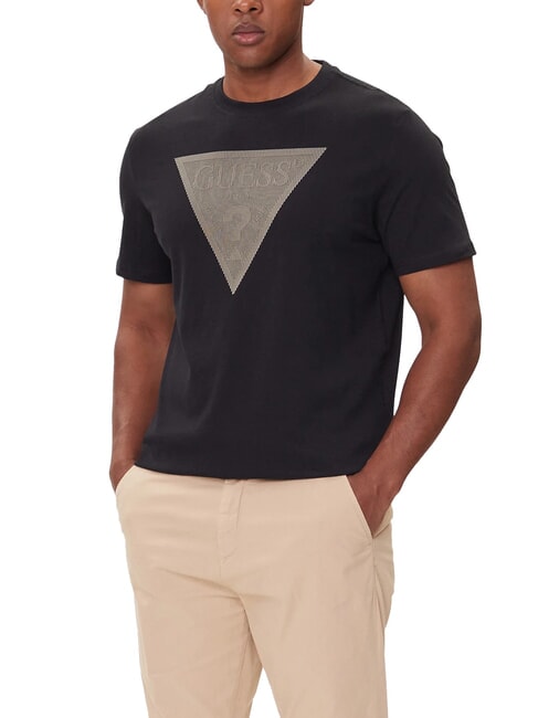 GUESS TRIANGLE LOGO Camiseta de manga corta de corte regular jetbla - camiseta