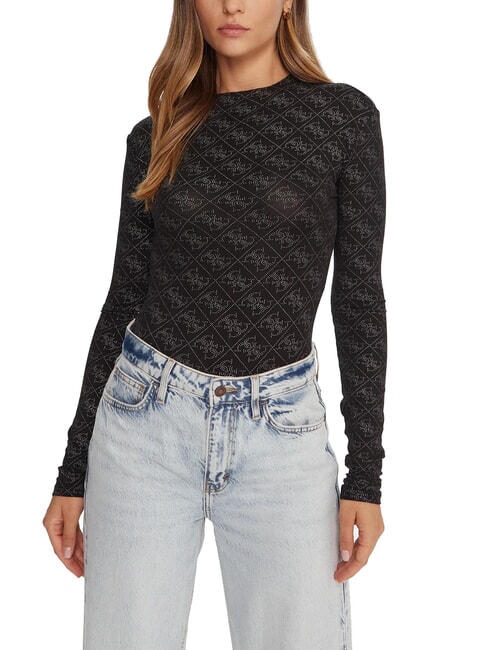 GUESS TEODORA Suéter de cuello redondo y manga larga con pedrería jetbla - Suéteres de mujer