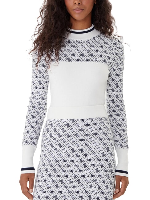 GUESS MOCK NECK AUBREY 4G Suéter ajustado 4g crema y azul - Suéteres de mujer