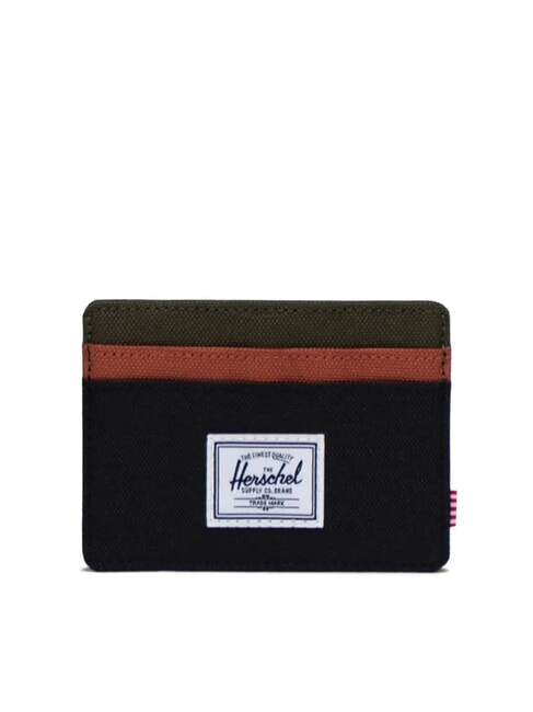HERSCHEL CHARLIE  Tarjetero plano negro/verde hiedra/chutney - Carteras Mujer