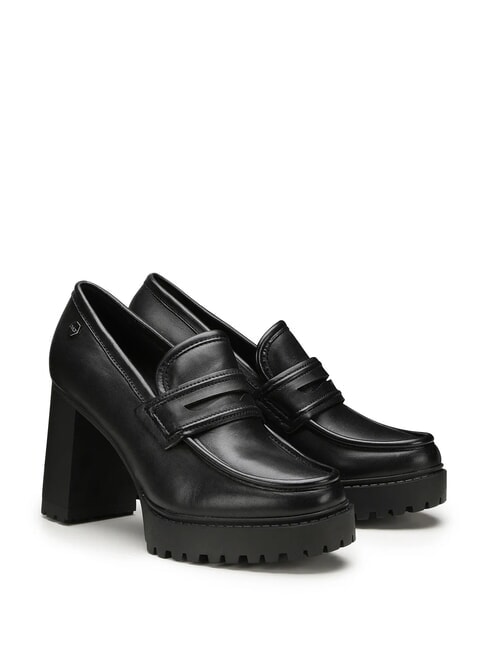 CULT JAGGER 4107 Mocasines de piel de tacón alto negro - Zapatos Mujer