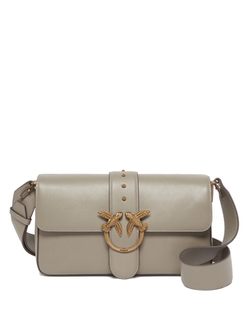 PINKO LOVE ONE CLASSIC SLOUCHY Bolso de hombro de piel nogal-oro antiguo - Bolsos Mujer