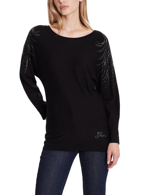 GUESS BAT SLEEVE LORETTA Suéter de cuello barco de corte relajado jetbla - Suéteres de mujer