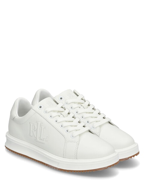 RALPH LAUREN AINSLEY Zapatillas de piel con logo cosido blanco suave - Zapatos Mujer