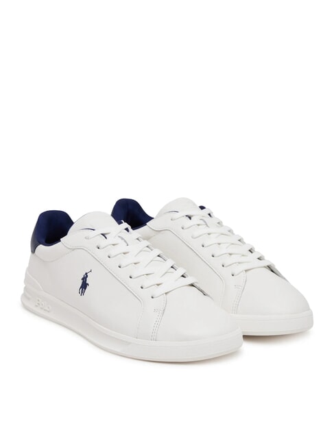 RALPH LAUREN HERITAGE COURT 2 Zapatillas de cuero lavado de cubierta blanco/azul marino - Zapatos Hombre