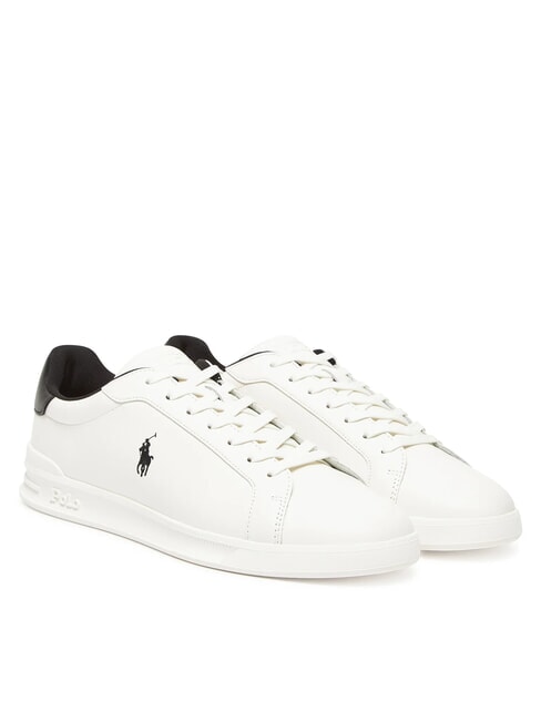 RALPH LAUREN HERITAGE COURT 2 Zapatillas de cuero lavado de cubierta blanco/negro - Zapatos Hombre