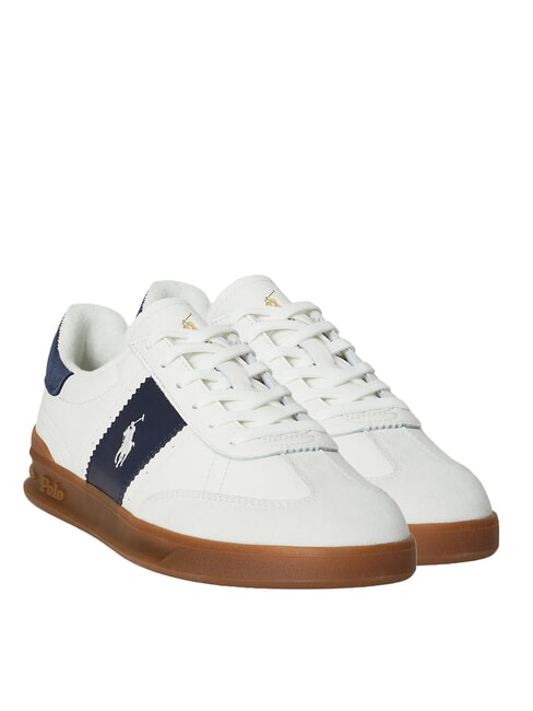 RALPH LAUREN HERITAGE AERA Zapatillas de cuero blanco roto/azul marino - Zapatos Hombre