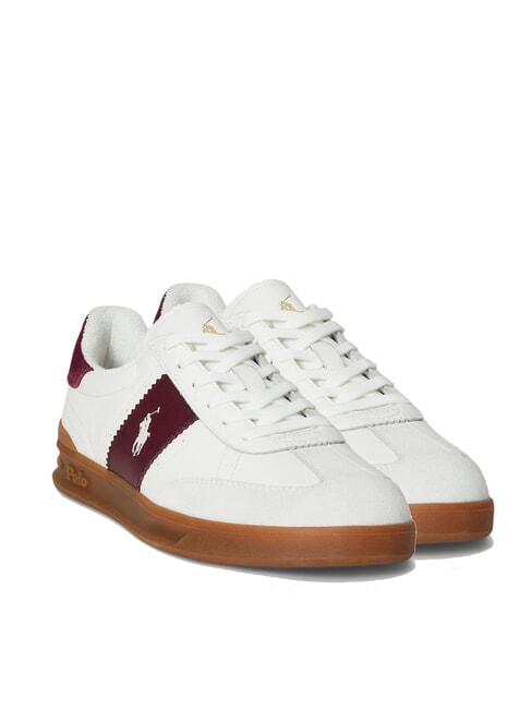 RALPH LAUREN HERITAGE AERA Zapatillas de cuero blanco roto/vino - Zapatos Hombre