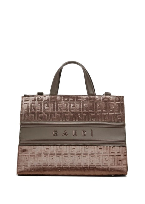 GAUDÌ ADA VELUR L Bolso con inserciones de terciopelo gris pardo - Bolsos Mujer