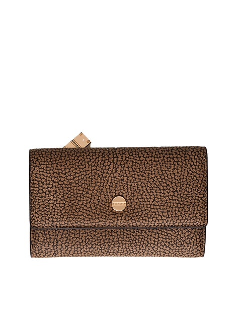 BORBONESE VITE COATED OP Cartera mediana con solapa op natural / negro - Carteras Mujer