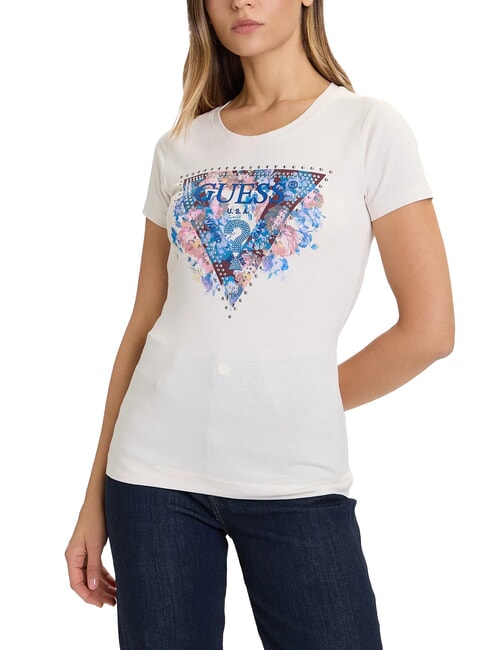 GUESS SS CN PEONY TRIANGLE Camiseta de manga corta con estampado piedra muda - camiseta