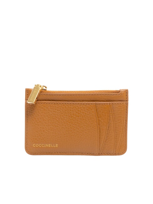 COCCINELLE ROUNDED PRINTED Tarjetero plano de piel con cremallera CUIR - Carteras Mujer