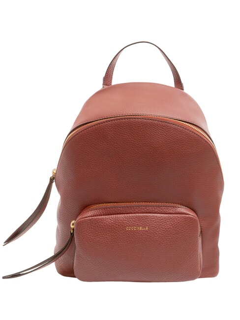 COCCINELLE JEN Mochila redonda de piel con bolsillo. brandy - Bolsos Mujer