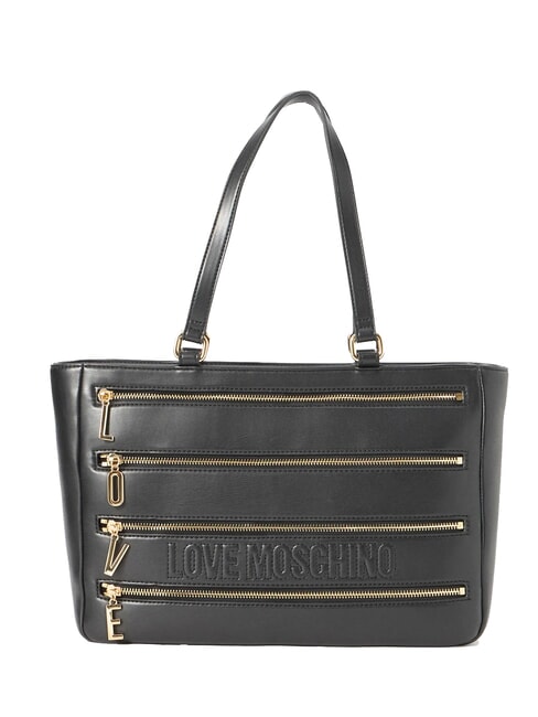 LOVE MOSCHINO ZIPLINE Bolso de compras de hombro negro - Bolsos Mujer