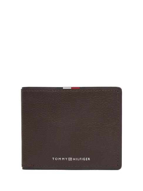 TOMMY HILFIGER TH CORP Cartera compacta de cuero granos de café - Carteras Hombre