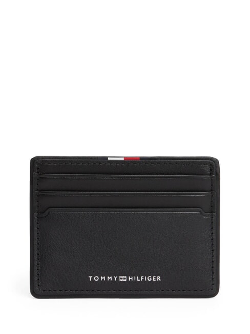 TOMMY HILFIGER TH CORP Tarjetero de cuero negro - Carteras Hombre