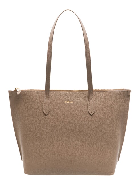 FURLA CLASSIC Bolso de compras de cuero gris pardo - Bolsos Mujer