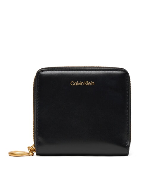 CALVIN KLEIN ENGRAVED  Cartera pequeña de cuero En negro - Carteras Mujer
