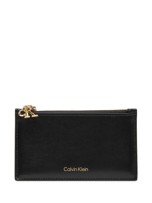 CALVIN KLEIN HARDWARE MONOGRAM Tarjetero / monedero de cuero En negro - Carteras Mujer