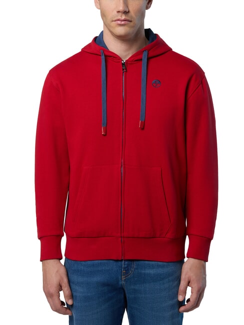 NORTH SAILS LOGO Sudadera con capucha y cremallera completa lava roja - Sudaderas