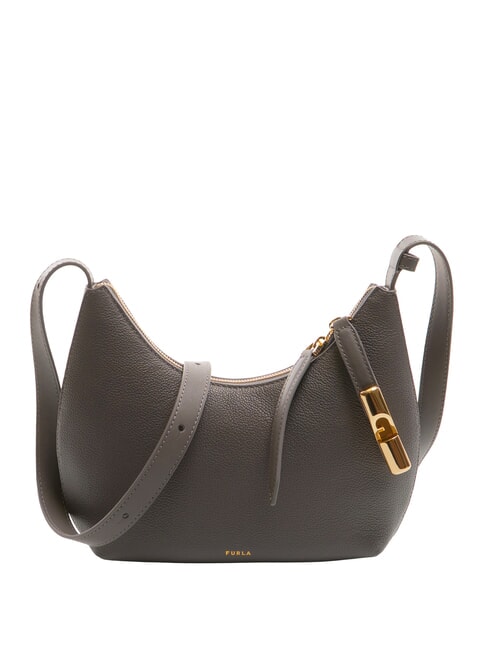 FURLA GOCCIA Bolso bandolera de piel martillada gris urbano - Bolsos Mujer